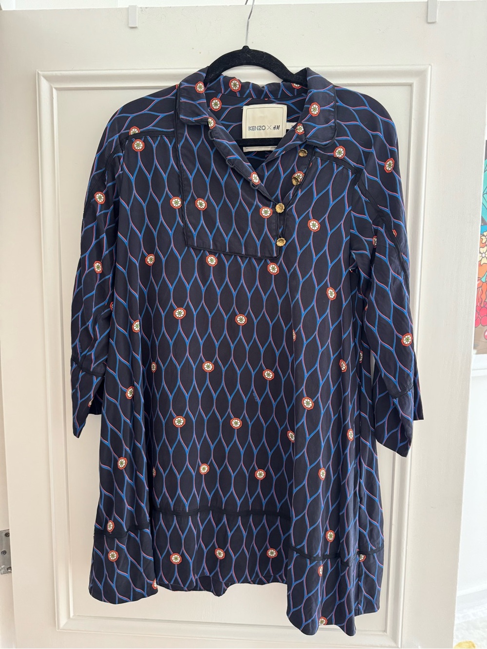 Kenzo x H&M Navy Blue Patterned Mini Dress